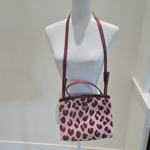 Kate Spade Pink And Maroon Leopard Pony Material On Front & Sides Women's Bag.